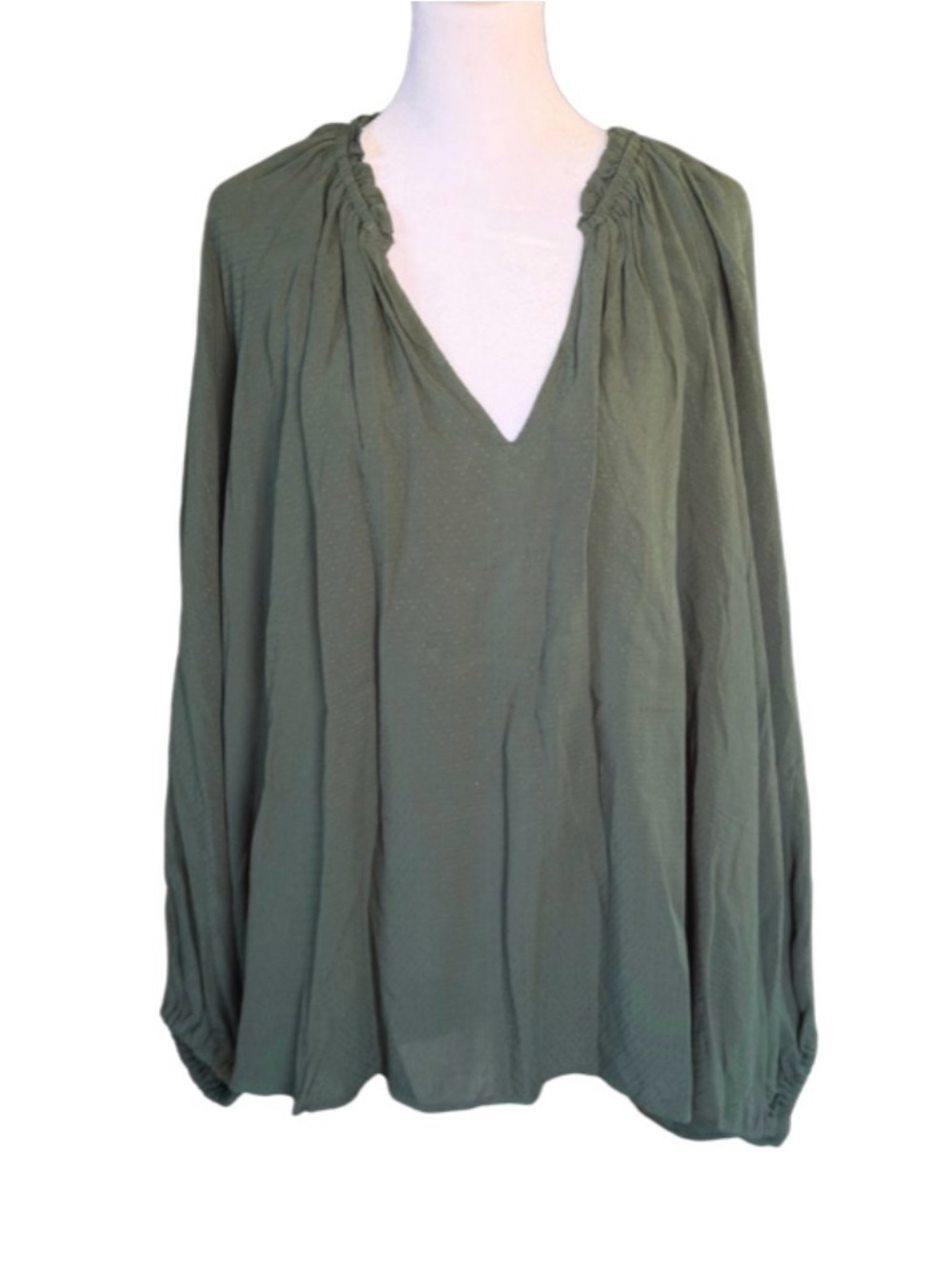 Old Navy 3X Olive Green Peasant Blouse
